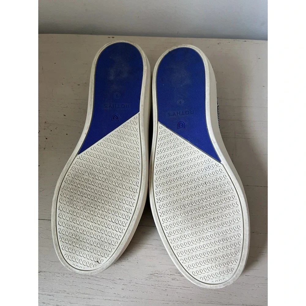 Rothy's Riviera Women's Slip-On Shoes, Size 9, Blue White Pinstripe Sneaker